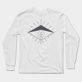 Modern Gray White Diamond Eyes Pattern Long Sleeve T-Shirt